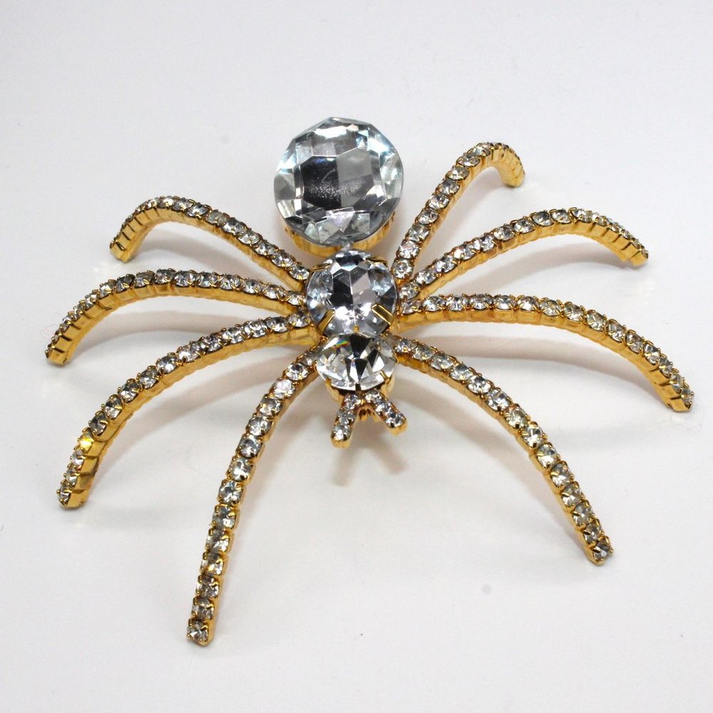 Large Rhinestone Spider Brooch - Picture 3 of 5